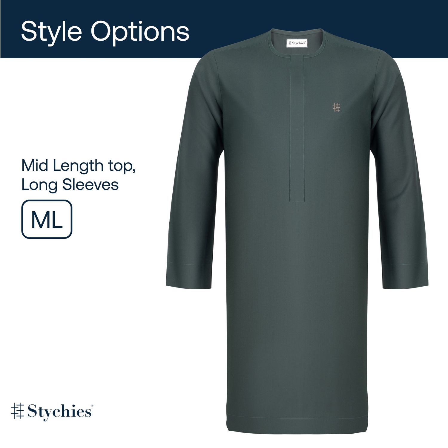 Style option: Short top, Long sleeves